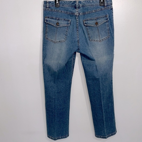 Sigird Olsen stonewashed vintage denim jeans snap & zip waist. Snap back pockets - Picture 3 of 8